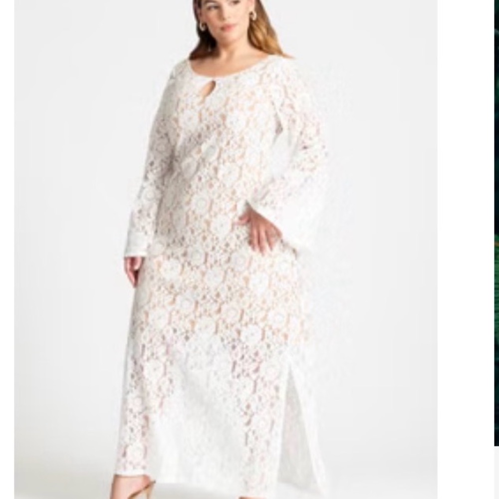 Eloquii White Lace Maxi Dress